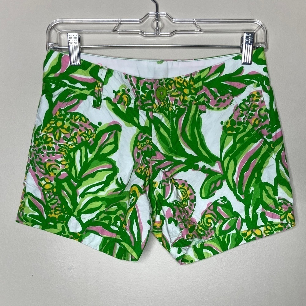 Lilly Pulitzer Callahan Shorts Seeing Pink Elephants Print Textured 000